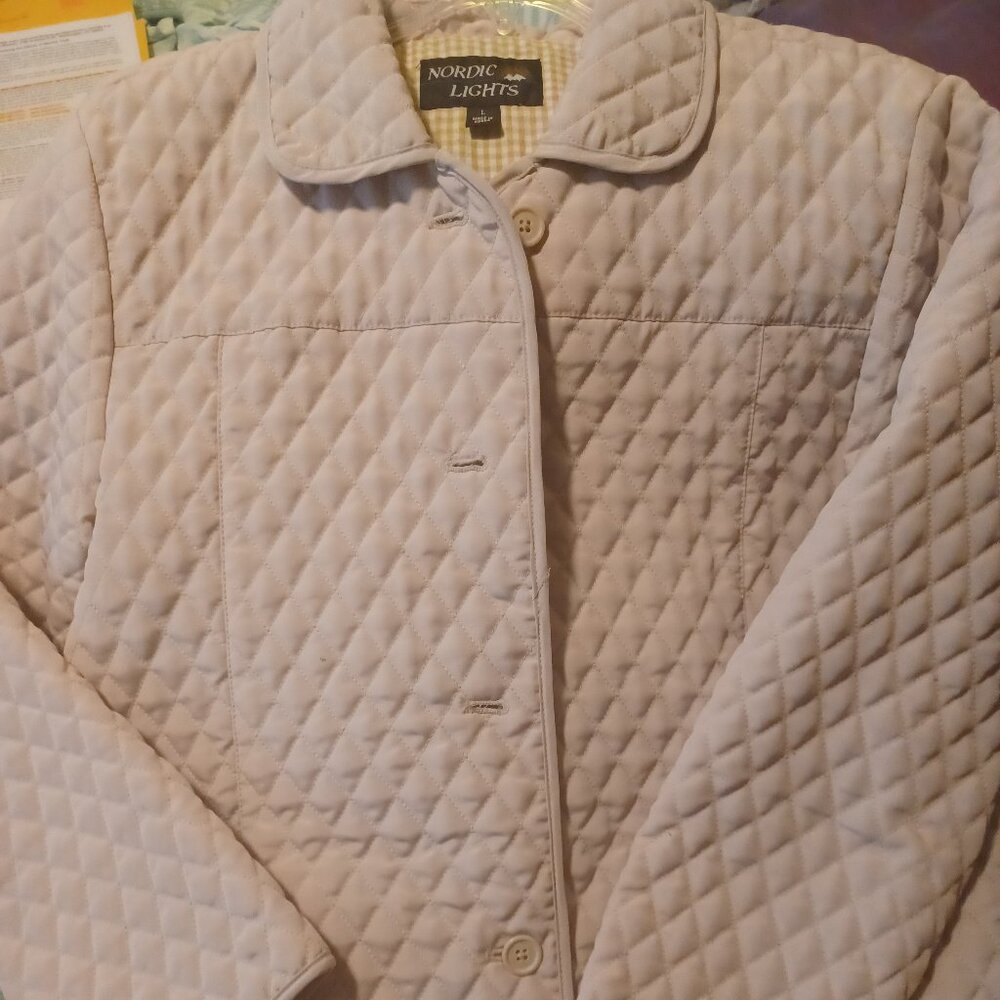 Diamond Stitch Fall Jacket w/ pockets/ Light Beige
